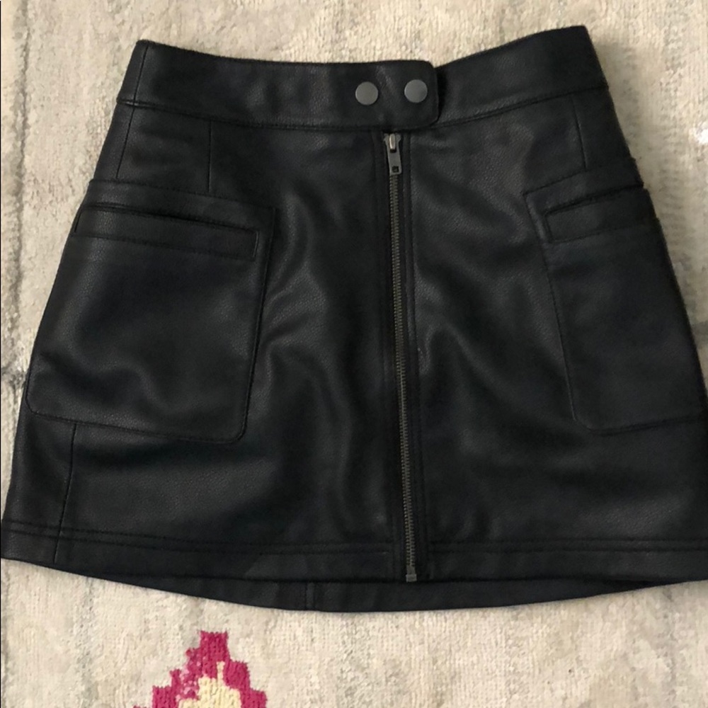Free people black leather mini skirt NEVER WORN